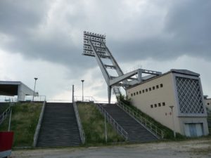 Floodlights at the Ferenc Puskas Stadium in Budapest
